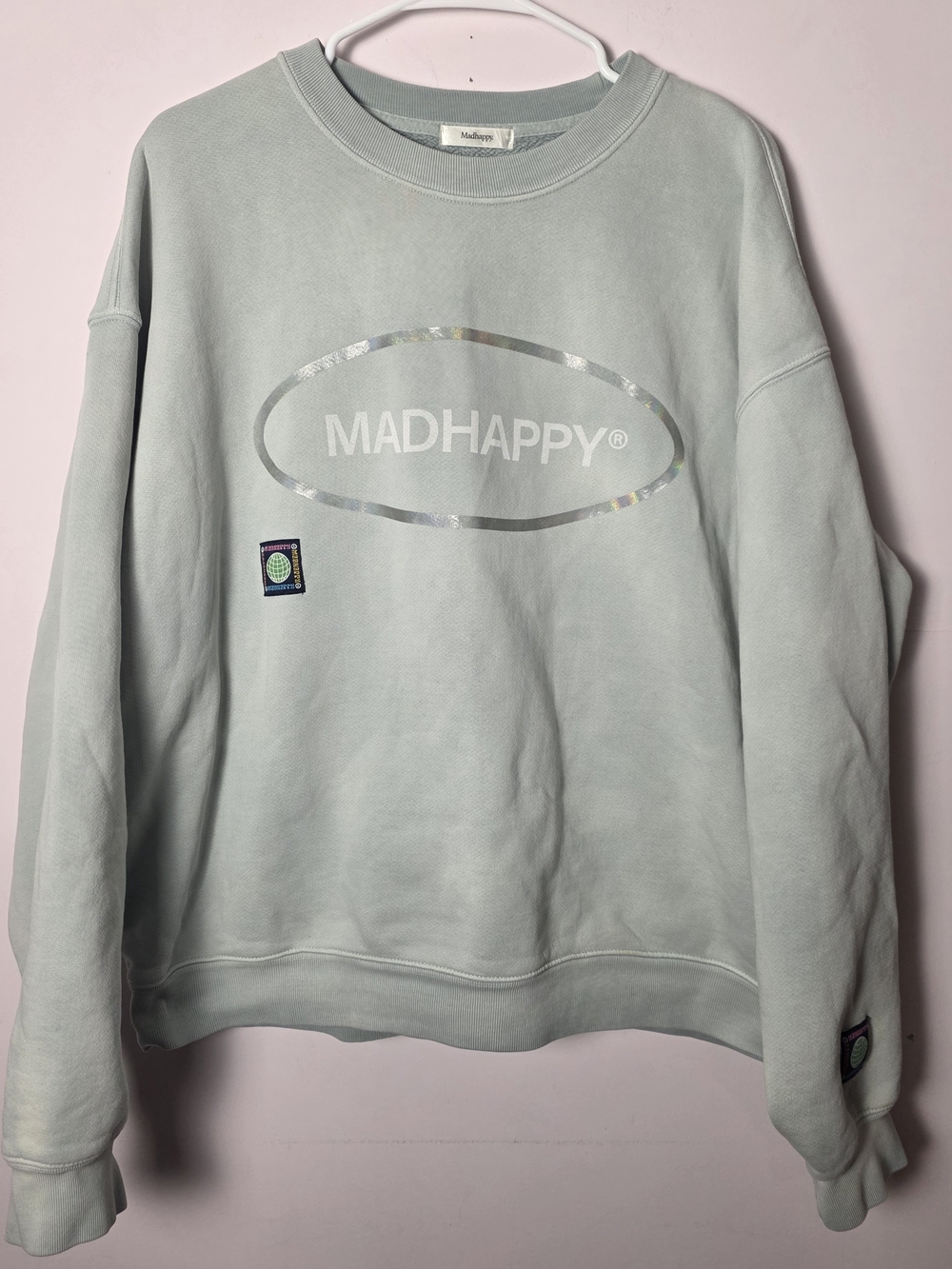 Madhappy Heritage Fleece Crewneck Sweatshirt XL Mint Green Oversized
